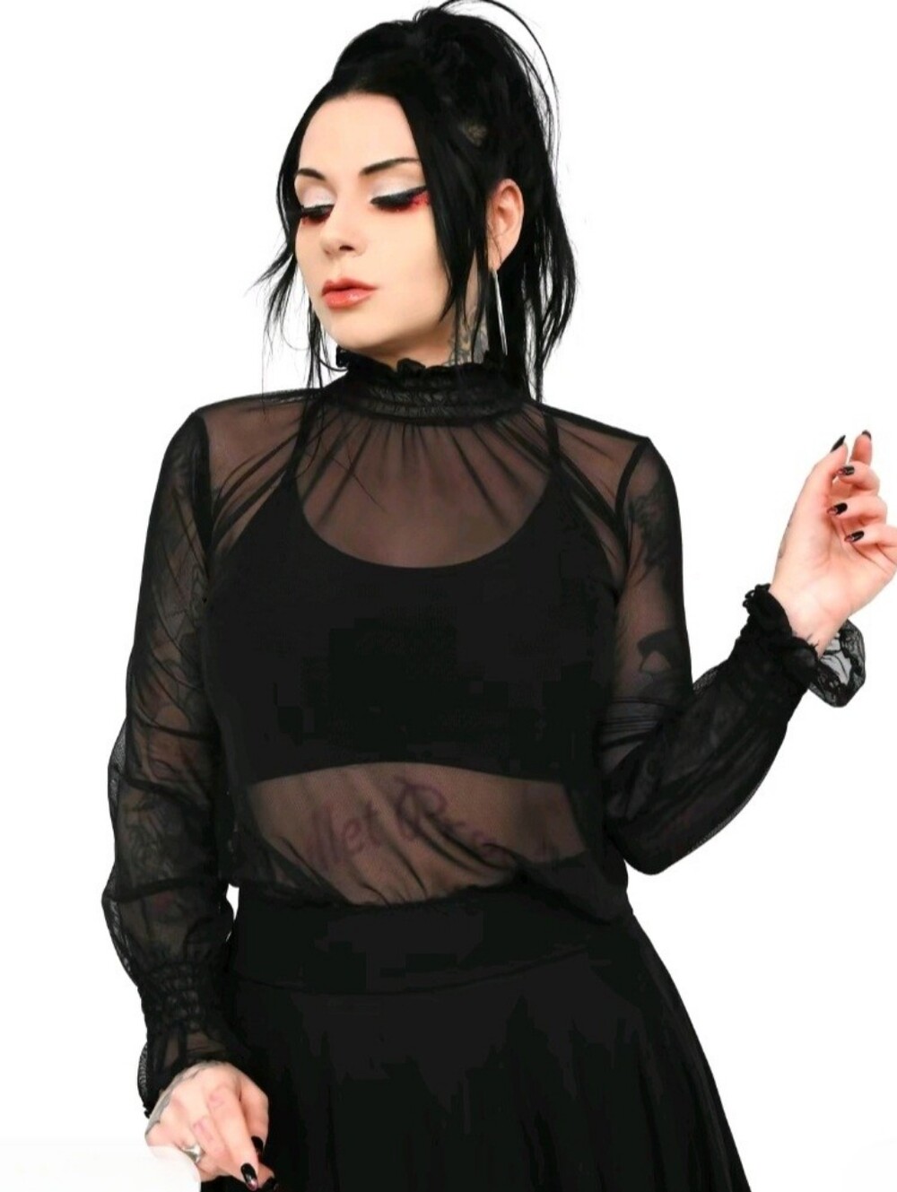 Foxblood Andria Mesh High Neck Top ~ Original